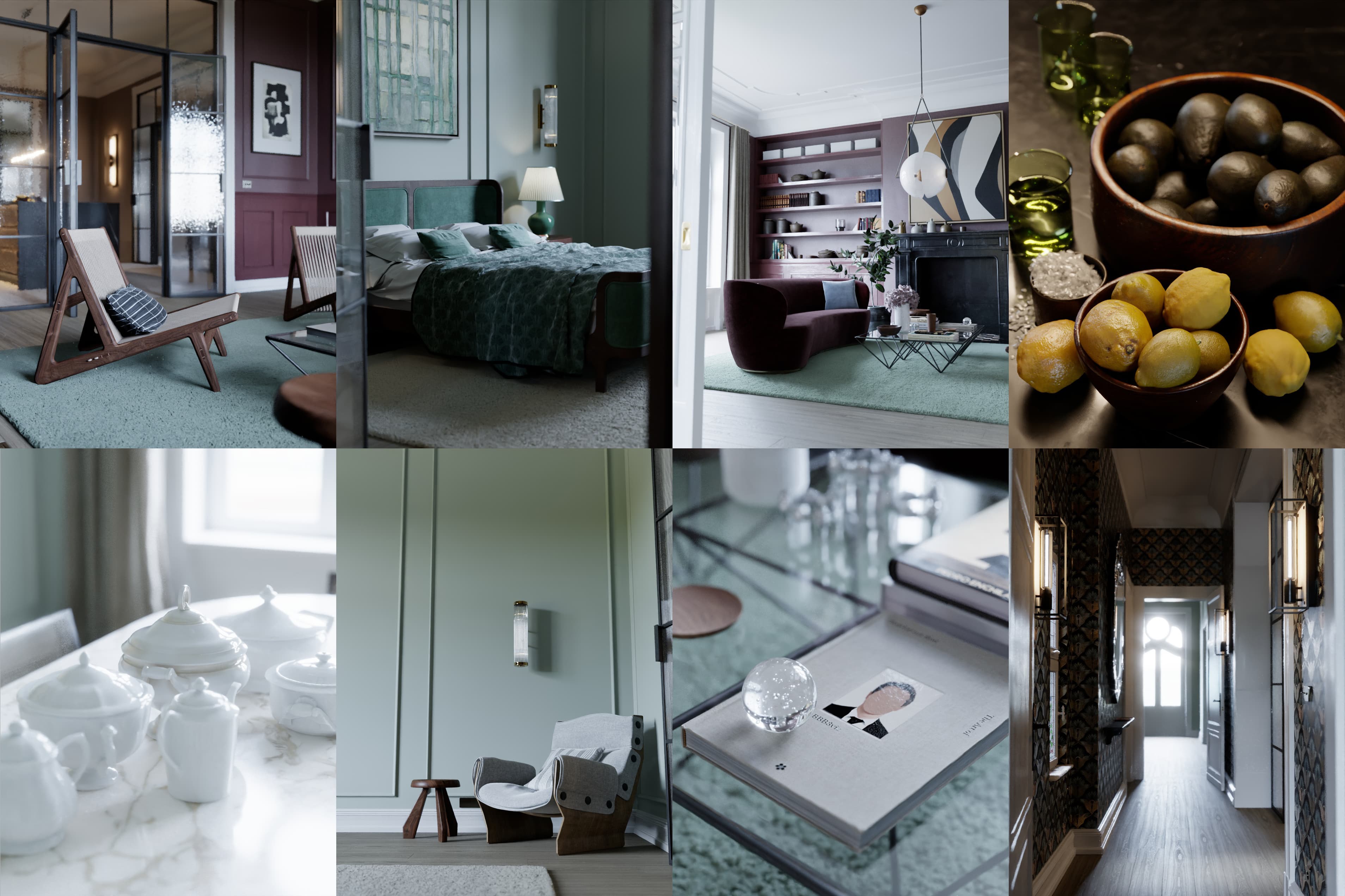 Art Deco Apartment — 8 renders from Cinema 4D after MAX2C4D import